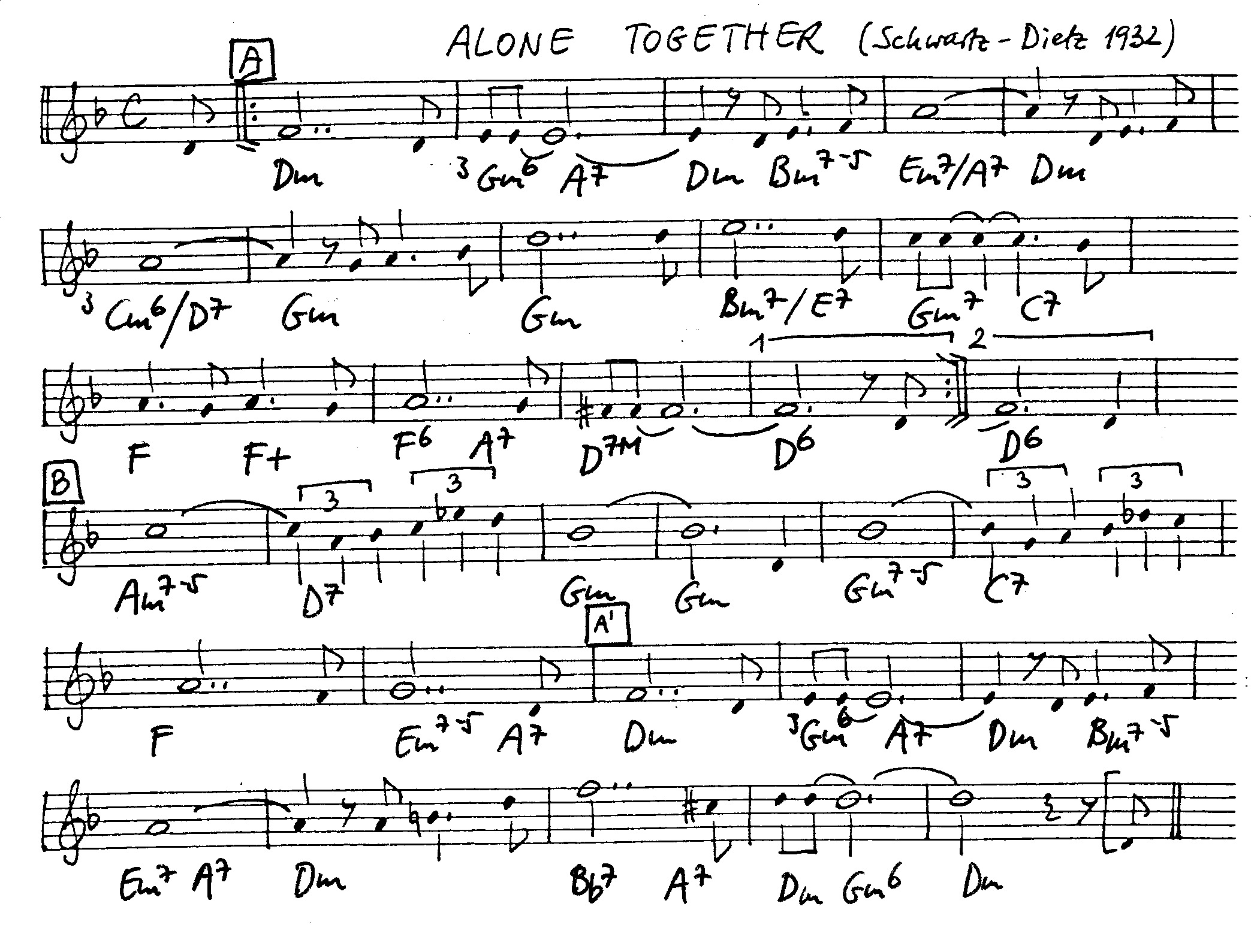 alone together leadsheet – book us for your next 20s or gatsby event